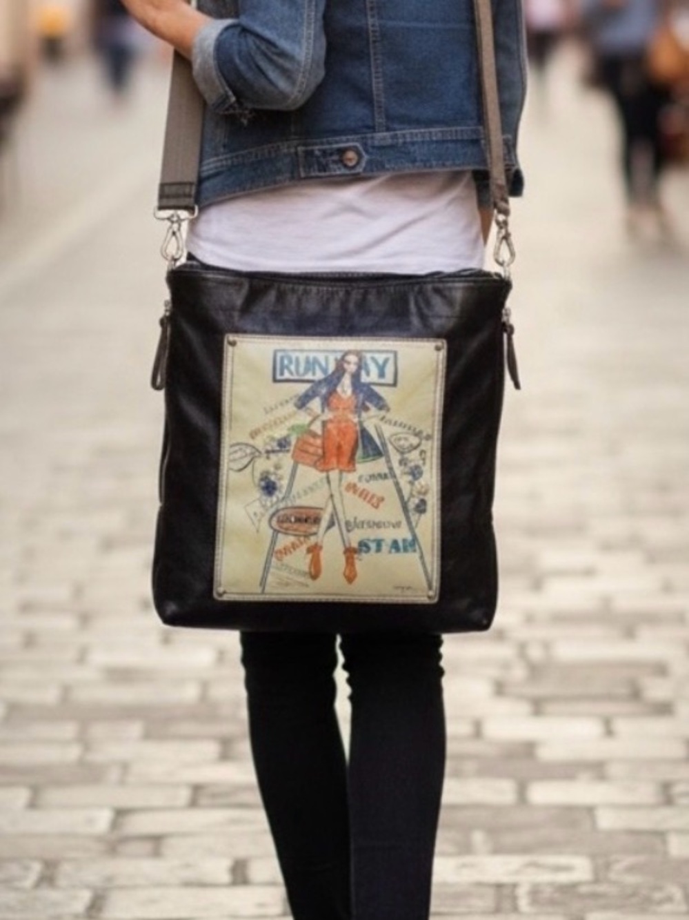 Brighton Fashionista Runway glam rare black/bronze genuine leather tote bag
